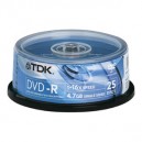 16x TDK - 25 x DVD+R - 4.7 Go 16x - spindle - support de stockage Lot de 25 (29322)
