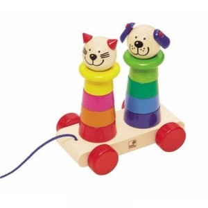 Selecta Spielzeug pull toy and stacking: Dogs and cats