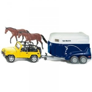 Siku - Car Without Batteries - Jeep With Horse trailer