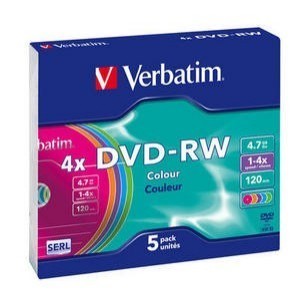 Support de stockage DVD-RW 4x Verbatim (43563) Lot de 5