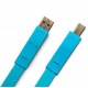 Lacie - USB A vers B - Flat Câble - 1.2m - Bleu (130845) Câble USB