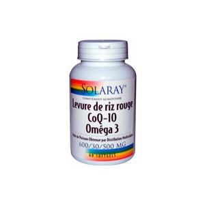 Levure de Riz rouge + Co Q10 + Omega 3 - 60 softgél. (Solaray)