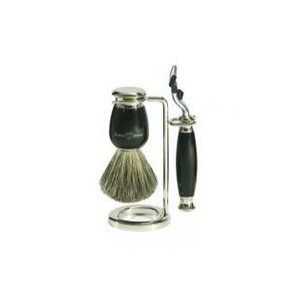 Edwin Jagger Shaving Set 3-piece black resin with Mach 3 razor S81M586