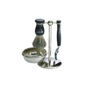 Edwin Jagger Shaving Set 4 pieces in black resin.