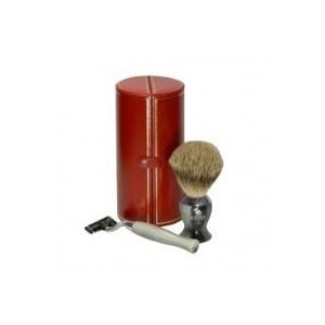 Kent/Euroclean Set de rasage Kent Horn, blaireau poils argentés et rasoir assorti