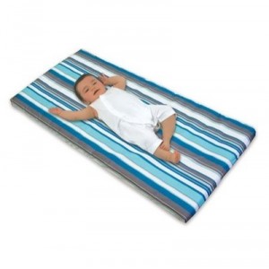 Candide - 561351 - Matelas Nomade Roulé - Polycoton - Rayures Choco / Turquoise