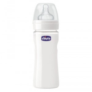 Chicco - 60043000080 - Biberon Bien-être en Verre - Nature Glass - Tétine Silicone Flux Normal - 240 ml