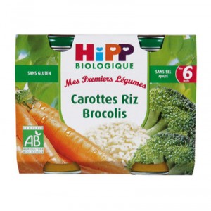 Hipp 2 Petits Pots Carottes Riz Brocolis Bio