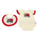 JIP - JIP0328 - Body et Bavoir - Kitty - Rouge