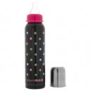 Biberon en inox 270 ml goulot étroit - Marron à pois