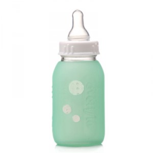 Silikids - 1012505 - Glass bottle with a protective cover Silicone - 120 ml - Aqua