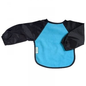 Silly Billyz - 3061106 - Bib - Long Sleeve Fleece - Aqua and Navy Blue - 6-24 months