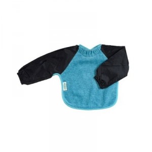 Silly Billyz - 3261106 - Bib - Long Sleeves Cotton with Anti-Leak Col - Aqua and Navy Blue - 6-24 months