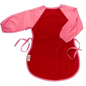 Silly Billyz -6060403 - Bib - Long Sleeves - Easy Eater - Red and Pink - 8-24 months