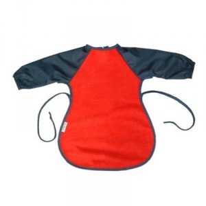 Silly Billyz - 6060604 - Bib - Long Sleeves - Easy Eater - Red and Navy Blue - 8-24 months