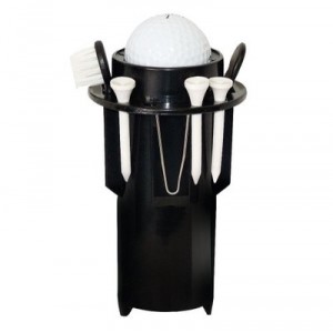 Longridge - Support clipsable pour tees et balles + brosse de nettoyage - Noir