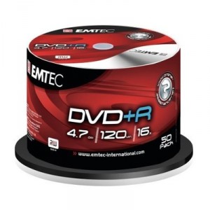 Support de stockage DVD+R 16x EMTEC Magnetics Group EMTEC DVD (+) R 4,7 GB - 16x - spindle 50 unités (EKOVPR475016CB)