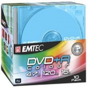 Support EMTEC Magnetics Group EMTEC DVD+R Couleur 16x, 10 pièces slimcase (4009993723077)