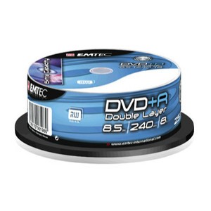Support de stockage DVD+R Double couche 8x EMTEC Magnetics Group (564067) Lot de 25
