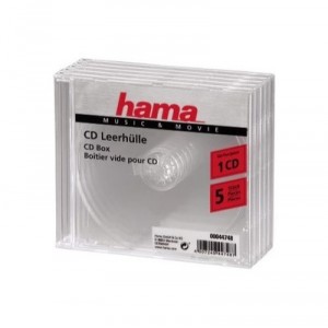 Support Hama - 44748 - Accessoire Audio - Lot de 5 boites vides transparentes - Pour CD simple Lot de 5
