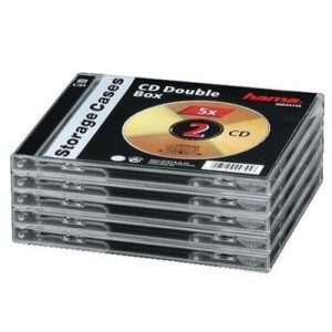 Support Hama Boîtiers Vides Transparents Fond Noir - Boîtiers Double CD - 00044745 Lot de 5