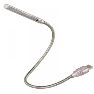 Support Hama - Col de cygne - Lampe USB flexible pour PC portable - 10 leds - Argent (00039730)