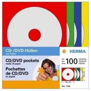 Support Herma CD / DVD-Hüllen aus Papier Hüllen farbl 100. sortiert 1143 (4008705011433)