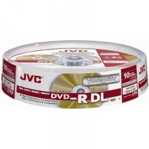Support 8x JVC DVD-R Double-Couche 8.5Go 8x, 10 pièces en cakebox Lot de 10 (VD-R85HGS10)