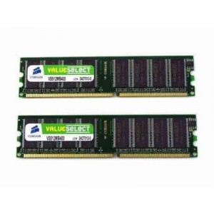 Mémoire PC Corsair Value Select DDR RAM 2 x 512 Mo (870584001539)