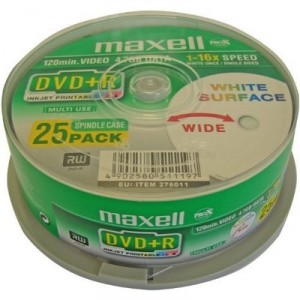 Support 16x Maxell - DVD+R 4,7 Go - 16X - Printable White Multi-Use - Spindle de 25 (4902580511197)