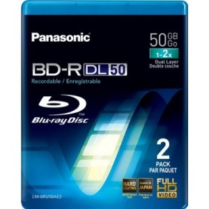Support de stockage BD-R 2x Panasonic - Disque Blu-ray inscriptible - Vitesse 2X - 50 Go - Boîtier Vidéo - Multi Pack de 2 (L