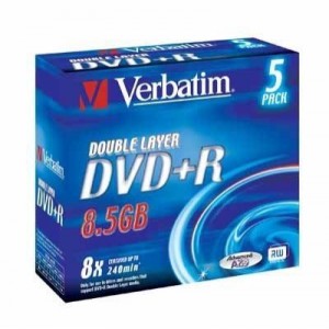 Support de stockage 8x Philips DVD+R Verbatim 8.5Go Doublr Couche Pack de 5 (43541)