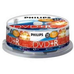 Support de stockage DVD+R 16x Philips (908210005212) Lot de 25
