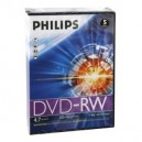 Support de stockage Philips DN4S4T05F - 5 x DVD-RW - 4.7 Go ( 120 minutes ) 1x - 4x - boîtier pour DVD vidéo - support d...