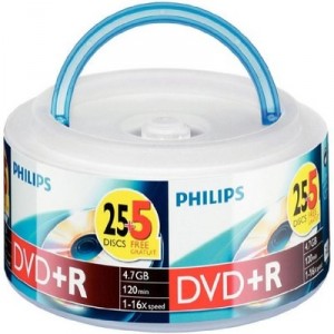 Support PHILIPS DVD+R 4.7Go 16x dans Cakebox de 25 + 5 Gratuits (8712581439354)