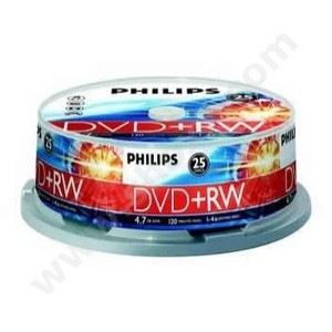 Support de stockage DVD+RW 4x Philips DW4S4B25F/00 Lot de 25