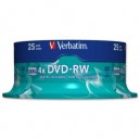 Support Philips Verbatim - 43639 - DVD-RW - Serl - 4X - Scratch Resistant Surface - 4,7 Go - Spindle de 25
