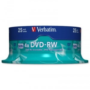 Support Philips Verbatim - 43639 - DVD-RW - Serl - 4X - Scratch Resistant Surface - 4,7 Go - Spindle de 25