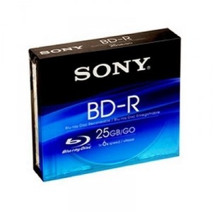 Storage Media BD-R 6x Blu-Ray Single Layer 25GB Sony, 6x velocity, jc x5 (5BNR25B) Set of 5