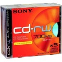 Support de stockage CD-RW 10x Sony 5CDRW700HS Lot de 5