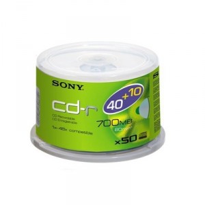 Boîte de rangement pour supports de stockage 48x Sony CD-R 700 Mo (pack de 50) dont 10 gratuits