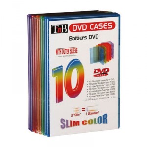 Support TNB Pack of 10 colored slim cases DVD (BIXDVD10SL)