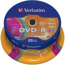 Support 16x Verbatim DVD-R 16X 4 7GB 25PK SPINDLE COLOUR (43732)