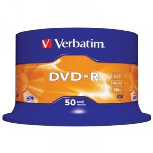 Support de stockage 16x Verbatim - 50 x DVD-R - 4,7 Go - 16x - Spindle Lot de 50 (B0009U6V90)