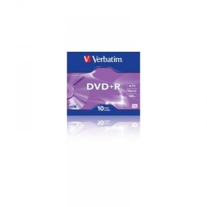 Support de stockage Verbatim - 43657 - DVD+R Advanced Azo+ - 16X - Matt Silver Surface - 4,7 Go - Slim Case de 10 Lot de 10