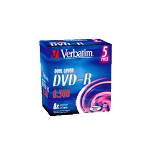 8x Storage Media Verbatim - 5 x DVD-R DL - 8.5 GB - 215 minutes - 8x - jewel case Pack of 5 (43,596)