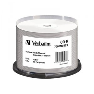 Support de stockage CD-R 52x Verbatim (43577) Lot de 50