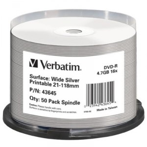 Verbatim 16x media 4.7GB 16x 50 spindle DVD-R/AZO DVD Recordable (43645) Set of 50