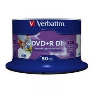 Support 8x VERBATIM DVD+R DL 8.5GB 50 pcs. Imprimable - Cakebox (43703)