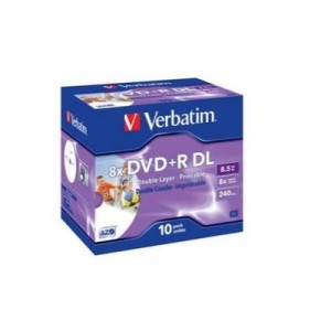 Storage Media DVD + R Double Layer 8x DVD + RDL 8.5GB Verbatim 8x Printable 10 pieces 10 pieces (43 665)